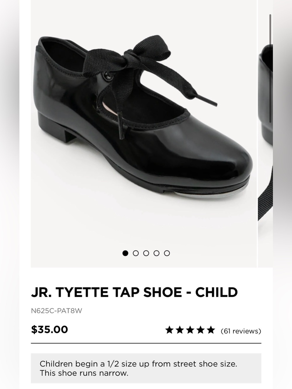 Capezio JR TYETTE TAP SHOE - CHILD - Sz 8 Toddler